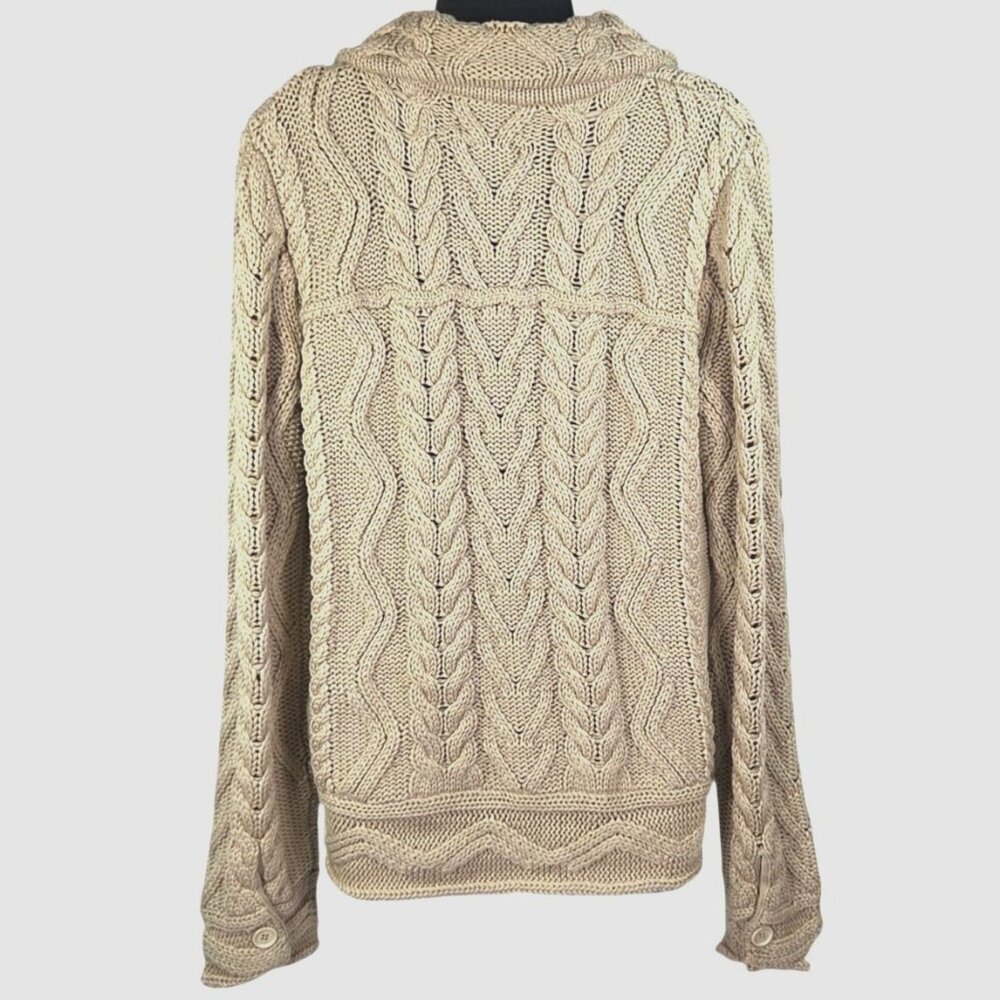 Vintage 1970's University Forum Beige Cable Knit Cardigan Jacket Wool Blend But - Picture 3 of 8